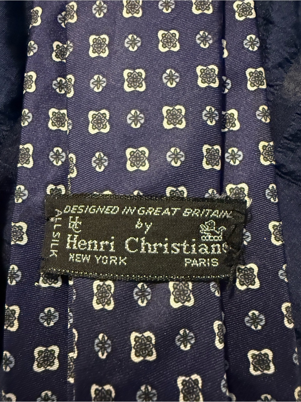 Navy Blue Floral Silk Tie